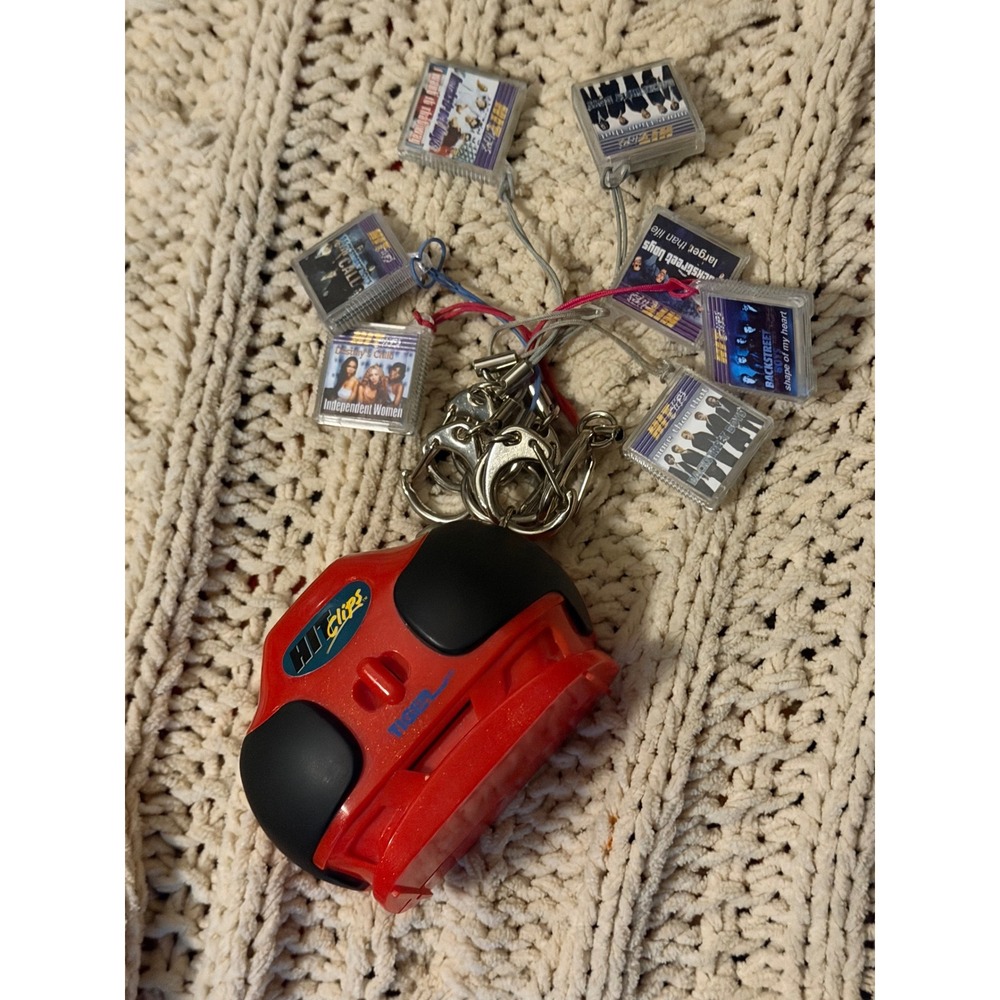 Tiger HitClips Personal Music Player Red Boombox with 7 Clips Backstreet Boys